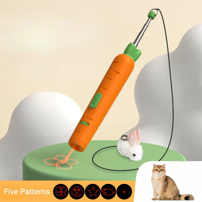 

Pet Cat Laser Toys Retractable Lightweight Cats Tease Rods Visible Laserpointer Interactive Cat Toy for Kitten Indoor Pet