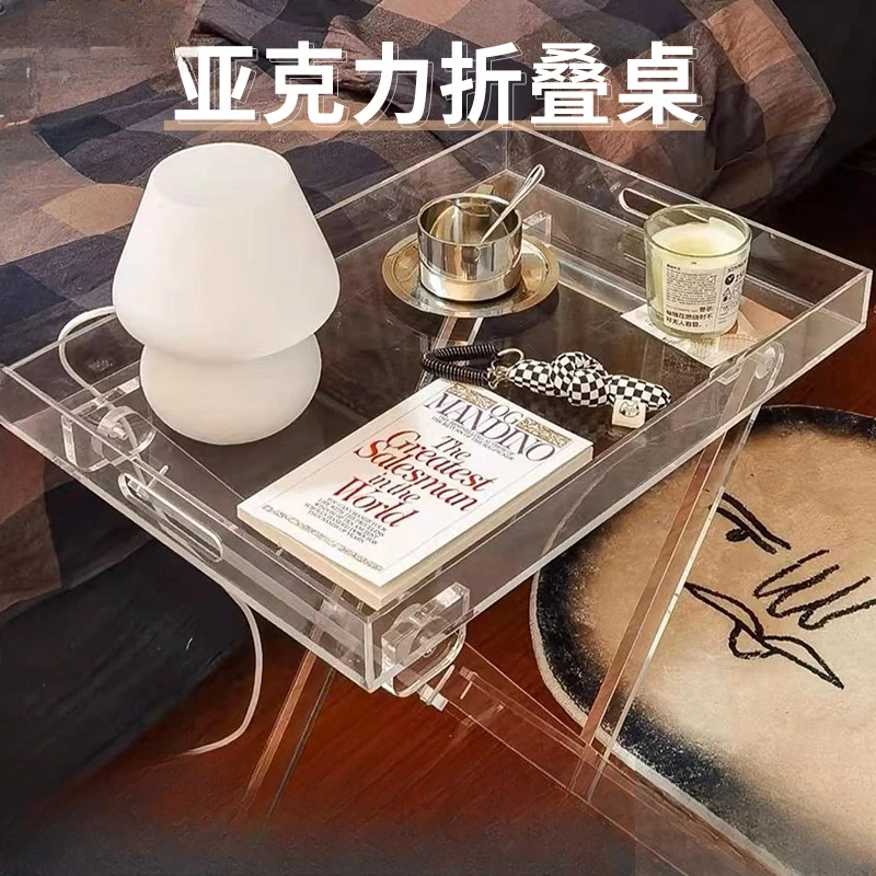 

furniture, portable, handheld, transparent acrylic coffee table, movable and foldable acrylic table