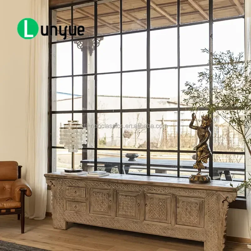 Antique Hand Carved Solid Wood Cabinet Eco Friendly Durable Furniture for Living Room Hotel Home Bar Storage