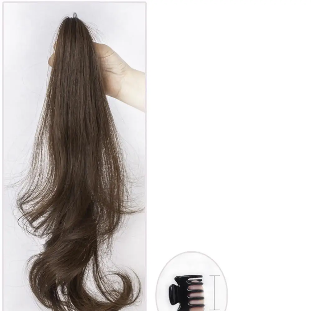 Extensiones de cabello de conejo de orejas de Lop simuladas, cola de caballo trenzada larga y esponjosa, grabber, peluca con clip, 45cm, 1 unidad