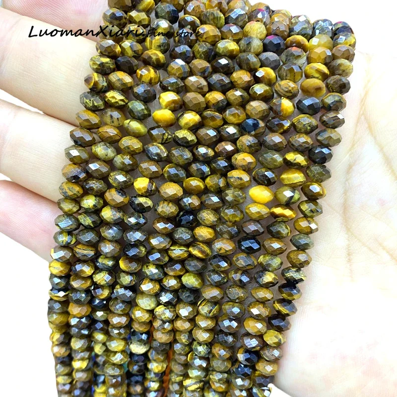 4x6MM Faceted Abacus Tiger Eye Natural Stone Loose Rondelle Spacer Beads for Jewelry Making Diy Earrings Bracelet Accessories