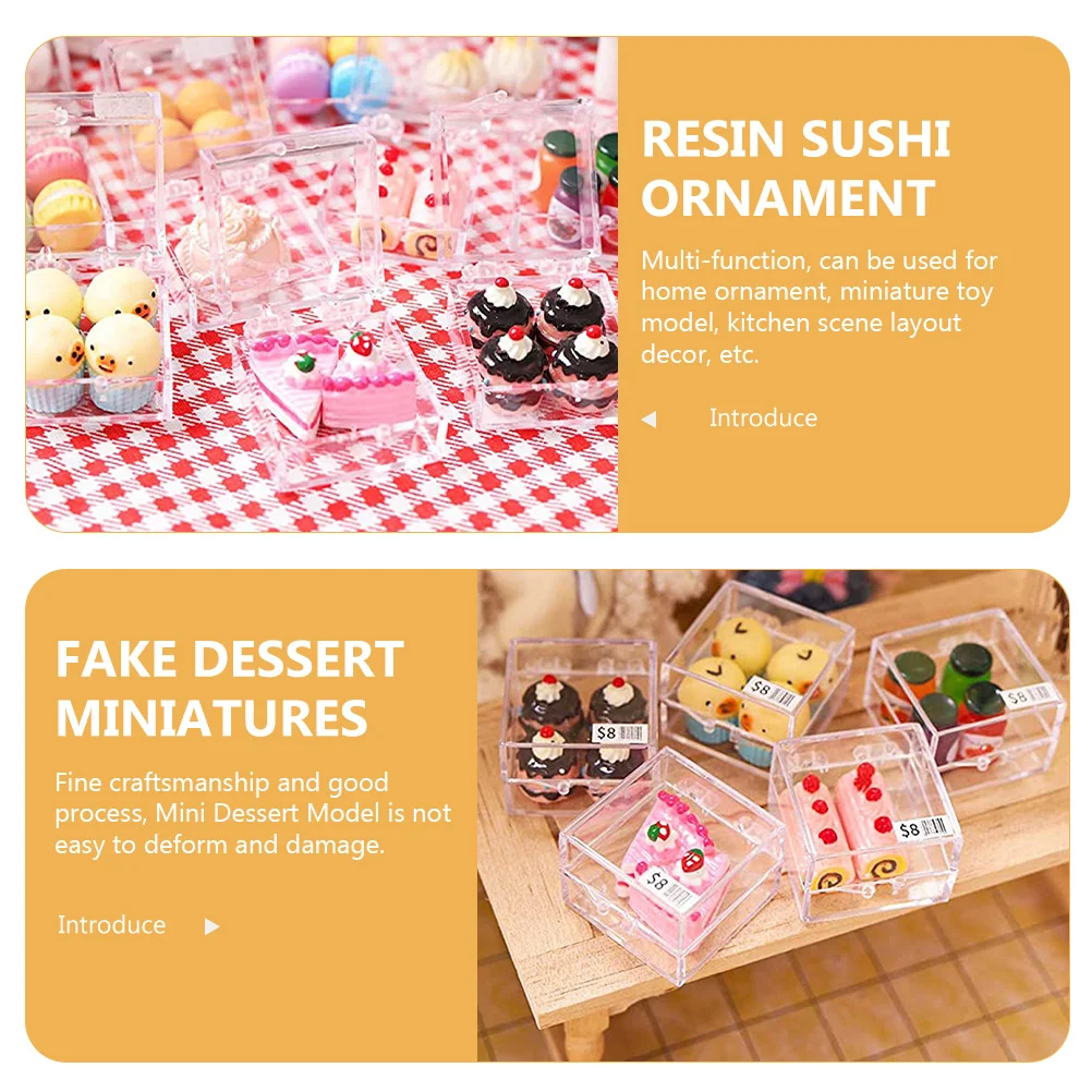 

8 комплектов, креативный набор для ролевых продуктов, миниатюрные модели для торта и хлеба для декора кукольного домика, поддельный десертный дисплей, кухонные аксессуары из смолы