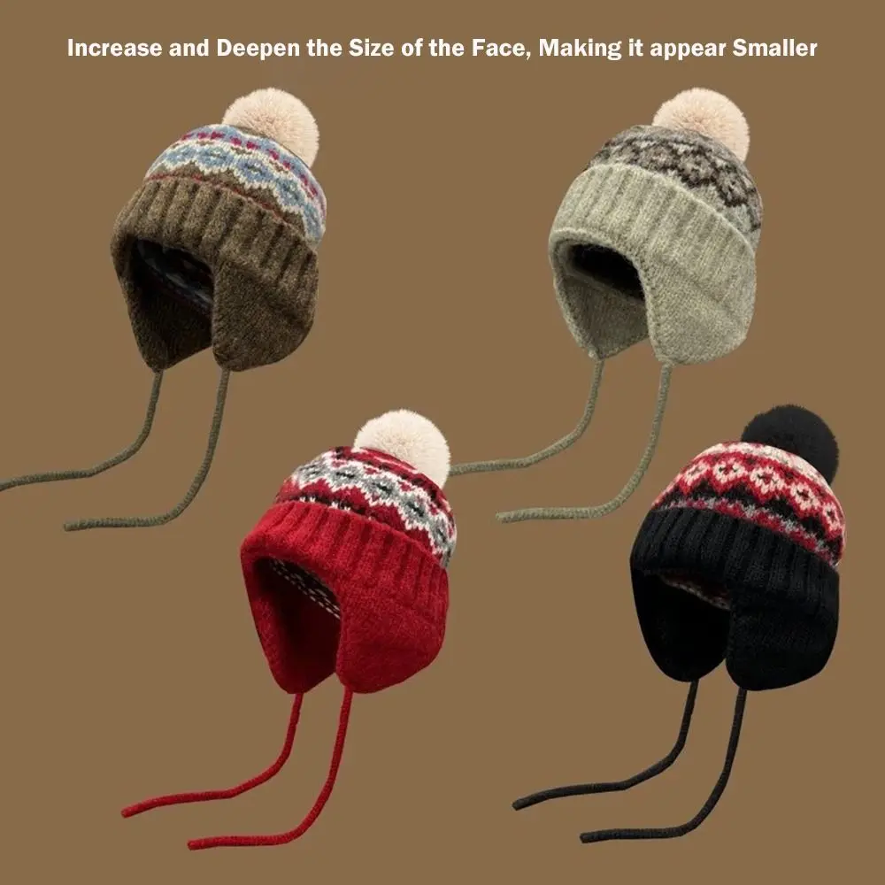 Fashion Beanie Hats Winter Warm Pompoms Cap Dandy Beanies For Women Pattern Winter Designer Knitted Girl Hats