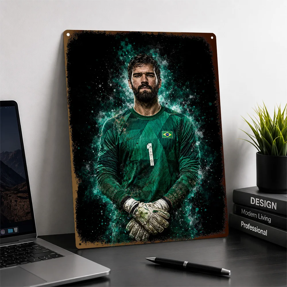Alisson Becker Football Printed Poster Personalized Aluminum Metal Sign Matchday Hero Style Wall Art Made For Loyal Supporters