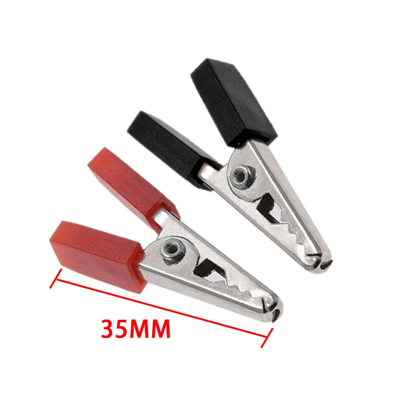 10PCS Small/Large Insulated Crocodile Clips Plastic Handle Cable Lead Testing Metal Alligator Clips Clamps 35/50MM Length