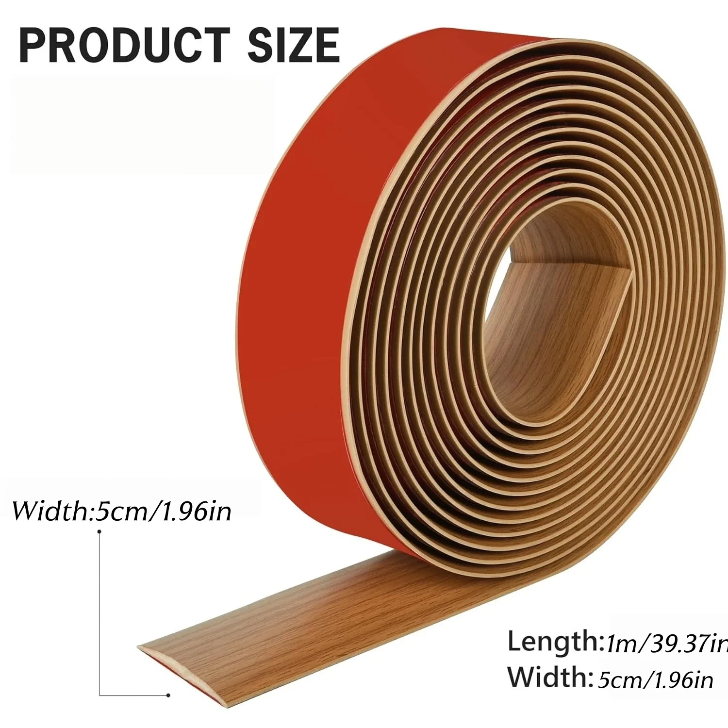 1pc Self Adhesive  Floor Transition Strip,Cover Strips Laminate Floor Strip for Carpet, Tile & Gaps, Elegant Wood Grain Design