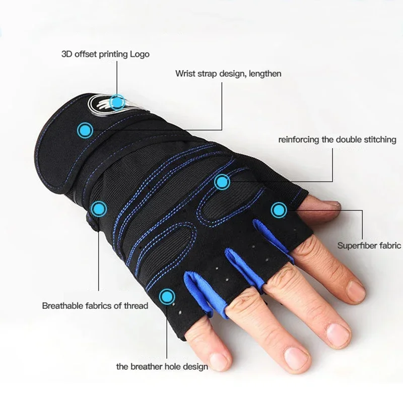 Guantes de gimnasio para hombres y mujeres, muñequera de Fitness para levantamiento de pesas, entrenamiento de culturismo, ejercicio deportivo, guante de ciclismo a prueba de golpes