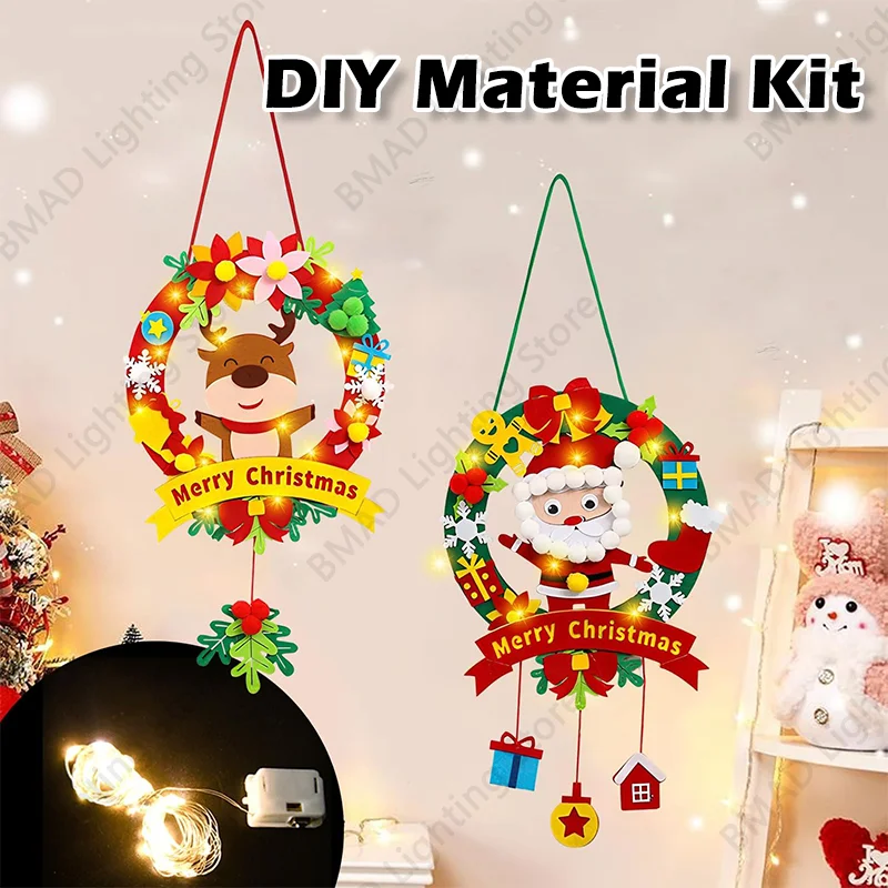 2025 Kit artigianali natalizi per bambini Ghirlande in feltro fai-da-te Ghirlande per bambini Attività educativa per le vacanze Puntelli cosplay