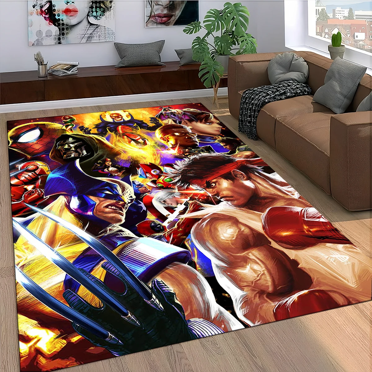 Marvel Iron Man Spiderman Avengers Cartoon Area Rug Carpets for Living Room Bedroom Sofa Doormat Decoration,Non-slip Floor Mat