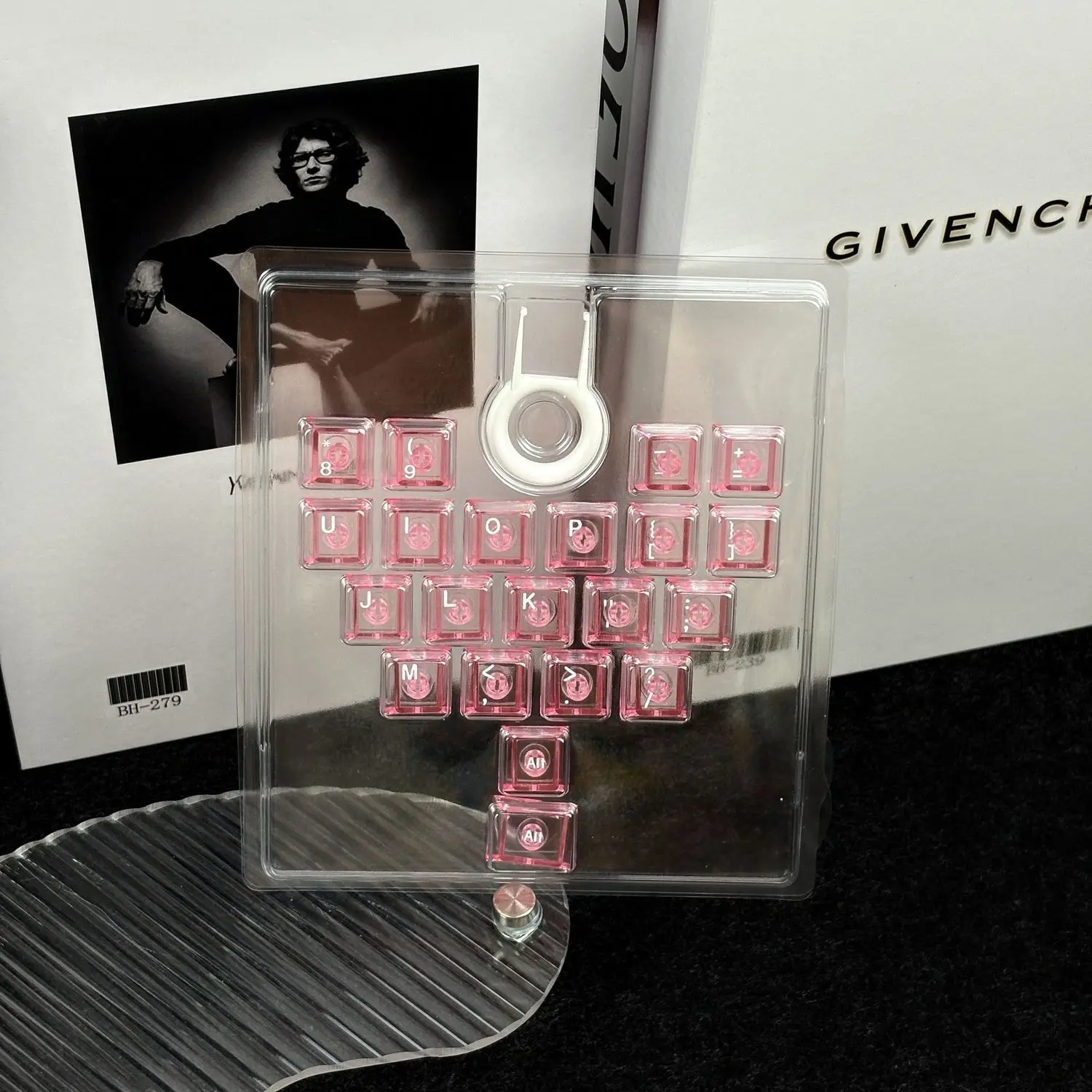 Transparent Heart Keycaps 21 Keys PC Top-Printed Backlit Cute Multi-Color Custom Keycap Set for Mechanical Keyboard Cherry MX