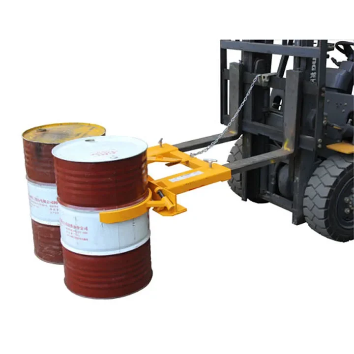 Single double 340kg 680kg automatic grabber forklift mounted drum grab