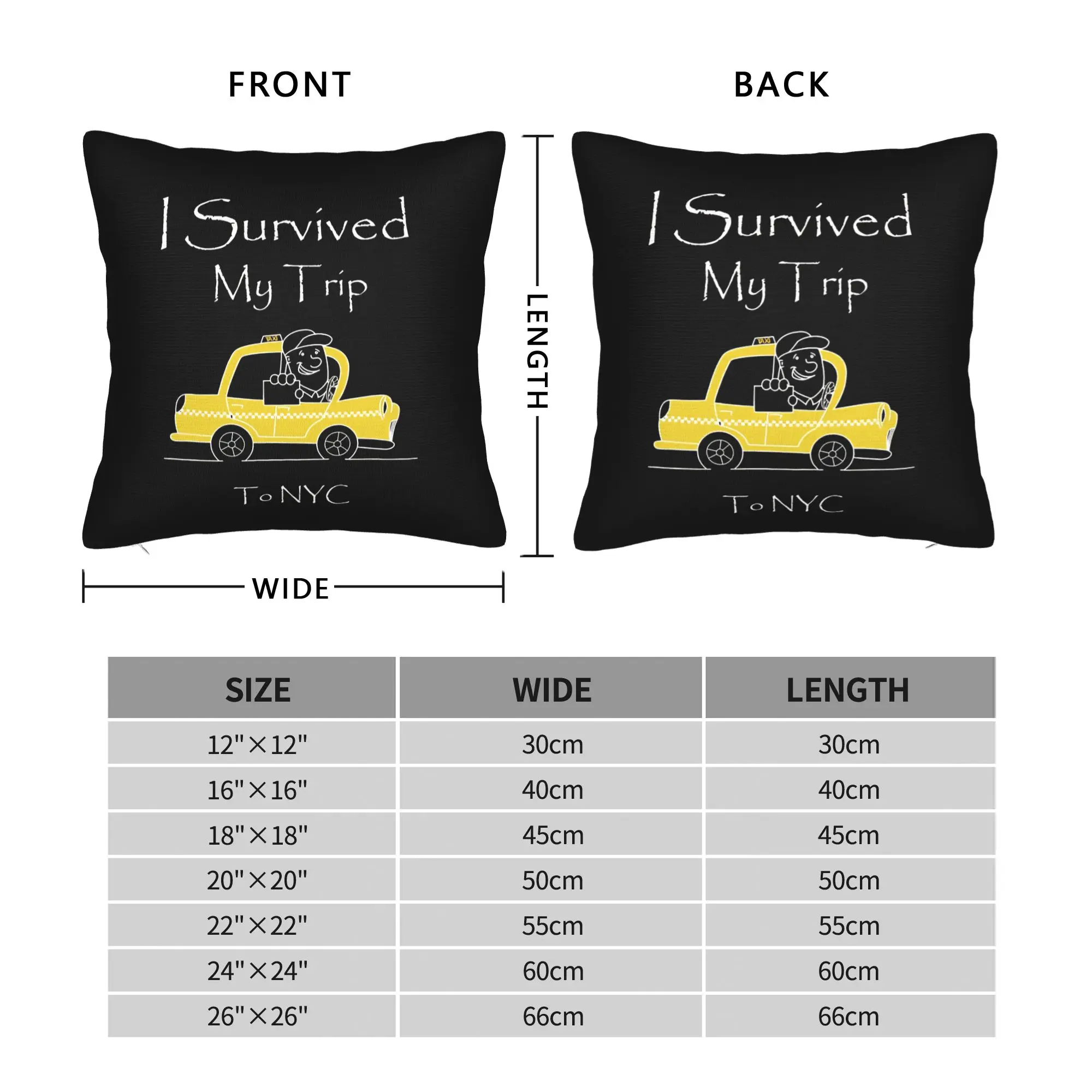 I Survived My Trip To NYC  Square Pillow Cases New York Travel  Cushion Covers Customized Zippered Decor Pillowcase for Bed