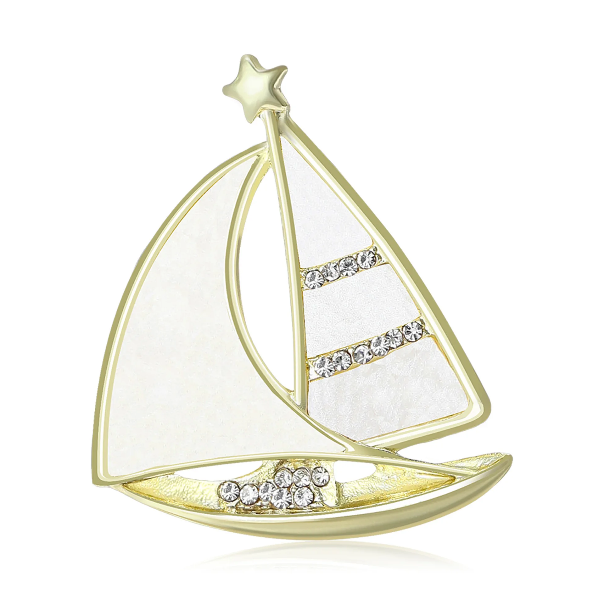 

Women's Fashionable And ElegantWater Diamond Shell Sailboat Brooch, Suit Lapel Pin, Event Luxury Gift, Office Daily Jewelry