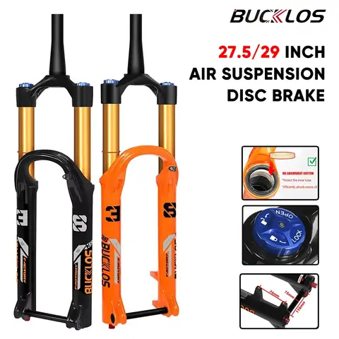 BUCKLOS 27 5 29 인치 자전거 포크 에어 서스펜션 MTB 자전거 포크 180mm 여행 15*110mm 디스크 브레이크 자전거 포크 DH XC 자전거 부품