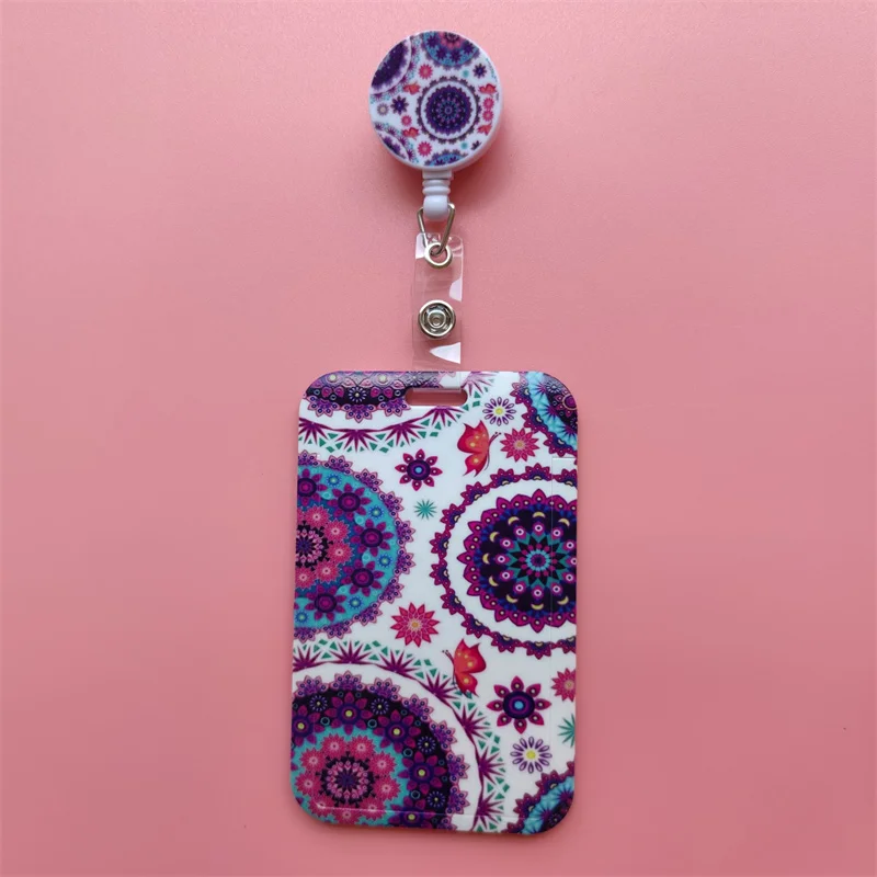 Mandala Intrekbare Reel Gesp Kaarthouder Vrouwen Business Badge Clip Meisjes Kaarthouders Artsen Verpleegkundigen Hangen Credencial