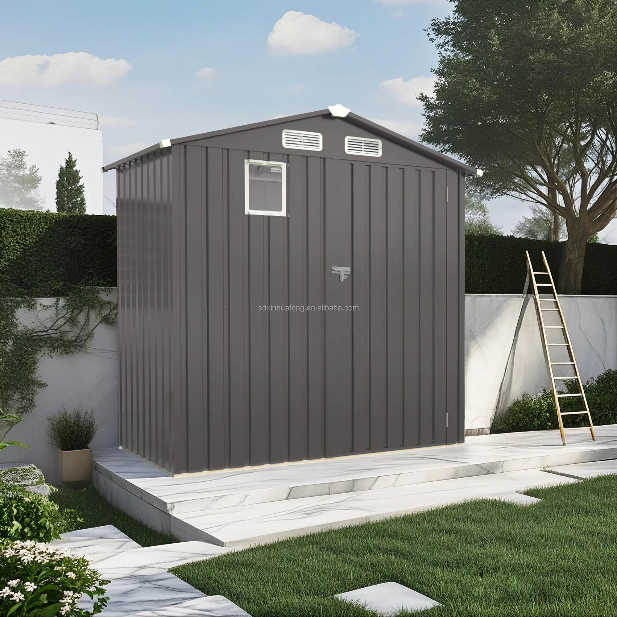 

Metal Outdoor Storage Shed, Metal Garden Shed With Updated Frame Structure, Tool Sheds For Backyard