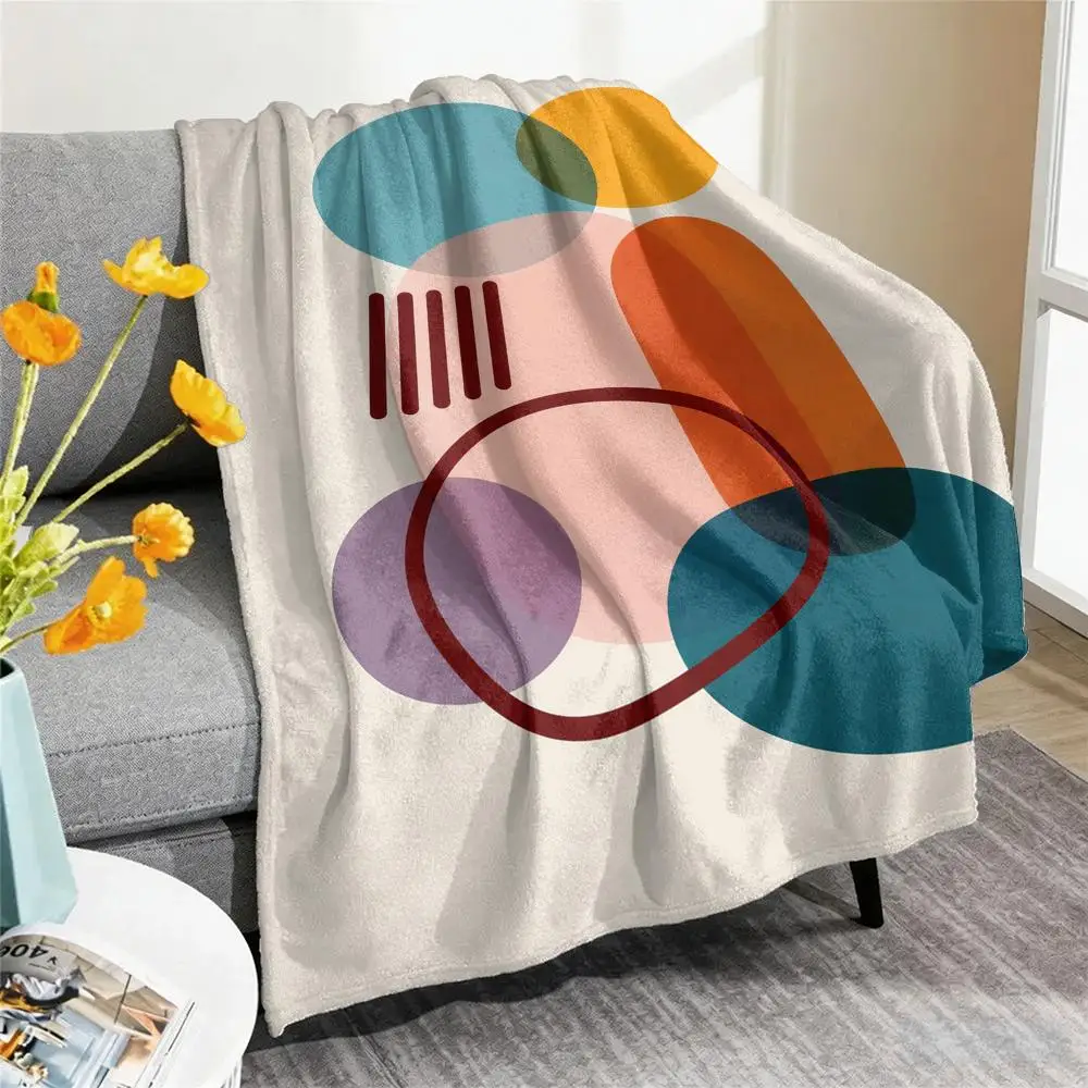 Mid-Century Boho Throw Cozy Summer Nap Flannel Blanket Soft Throw for Office, Couch, Travel & Bed