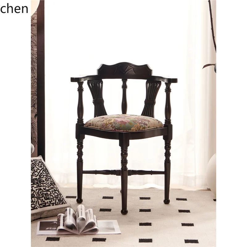 YFY  Solid Wood Book Chair Vintage Triangle Chair Study Backrest Armchair