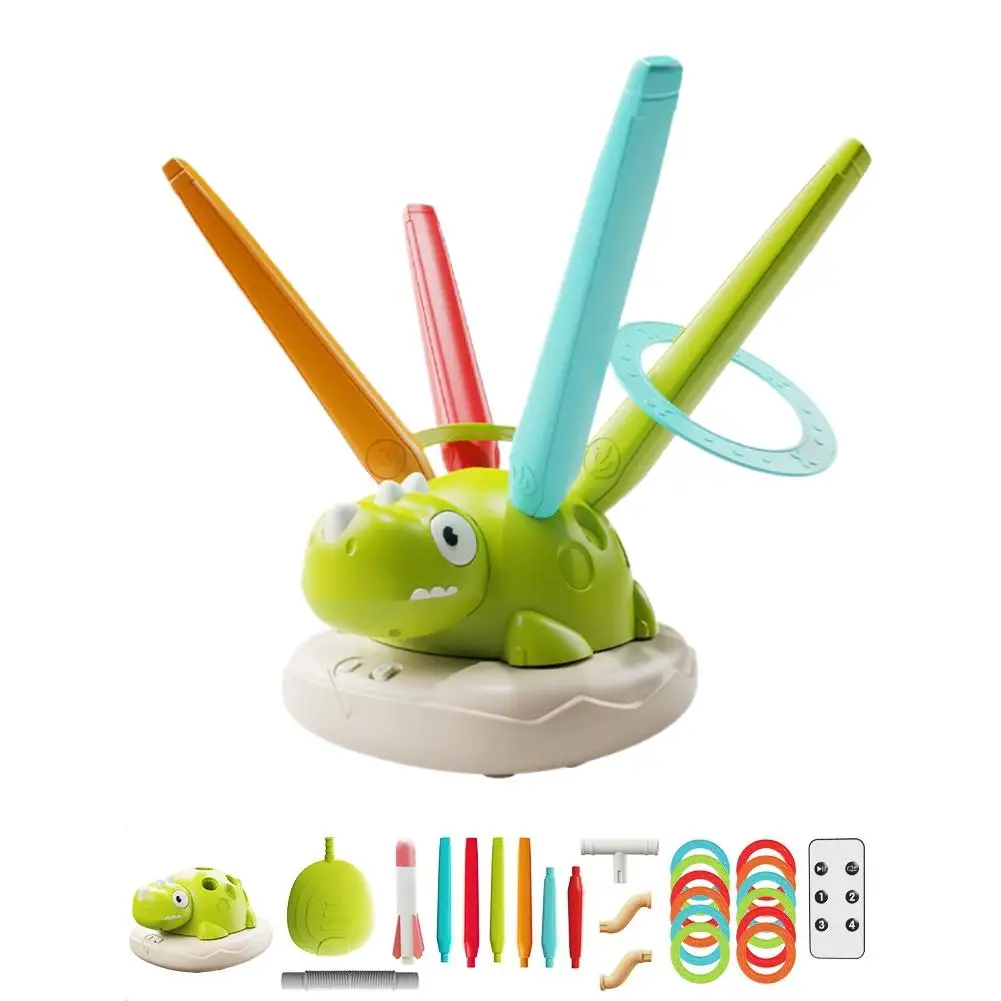 3 in 1 Dinosaur Sports Machine Electronic Exercise Toy Interactive Ring Game Jump Rope Rocket Launcher Outdoor Activity Kids