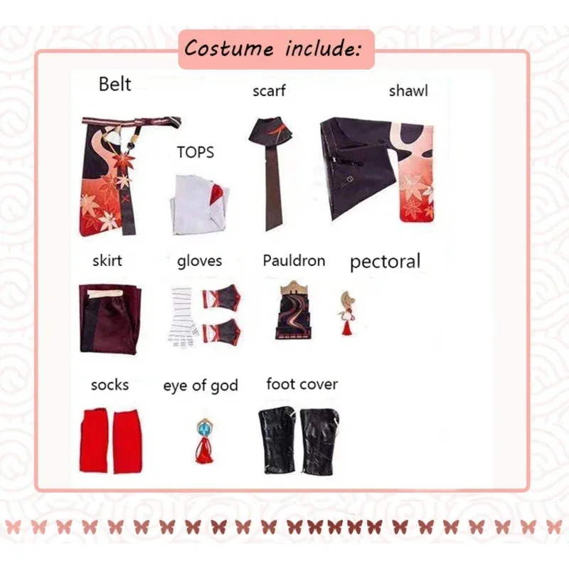 Genshin Impact Kaedehara Kazuha Cosplay Carnevale di Halloween Samurai Costume Parrucca Rosso Glassesx;8'm6,