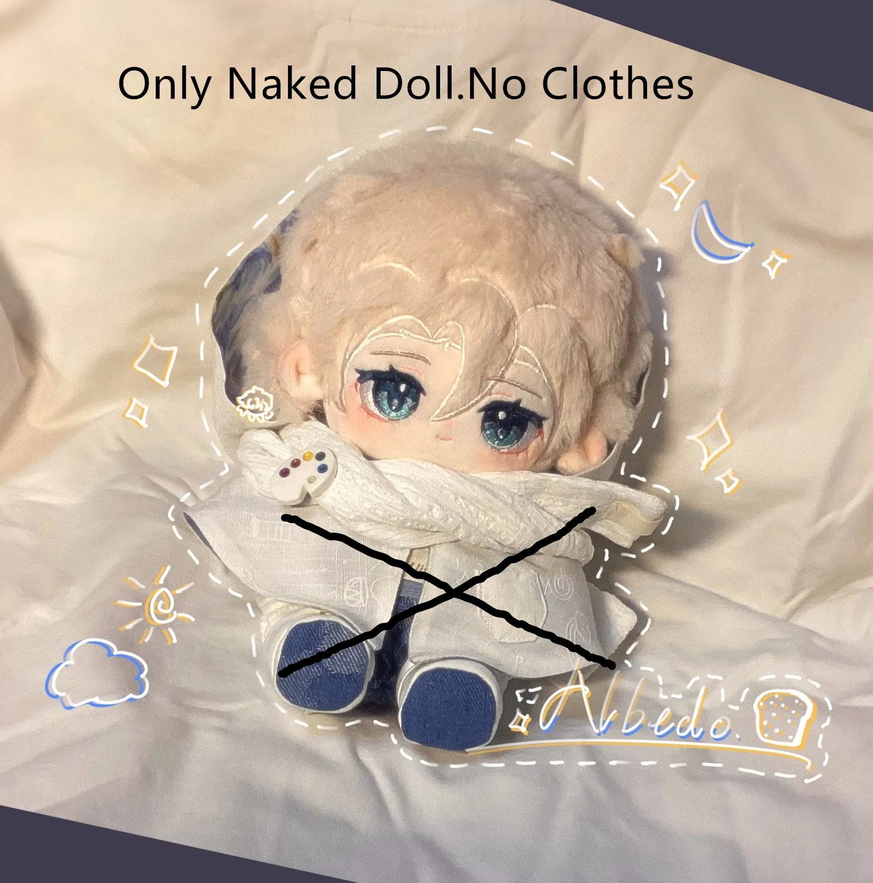 2023 New Pre-sale 20cm Genshin Impact Albedo Dolls Comic Doll Cushions Pillows Fans Gift Plush Naked Doll