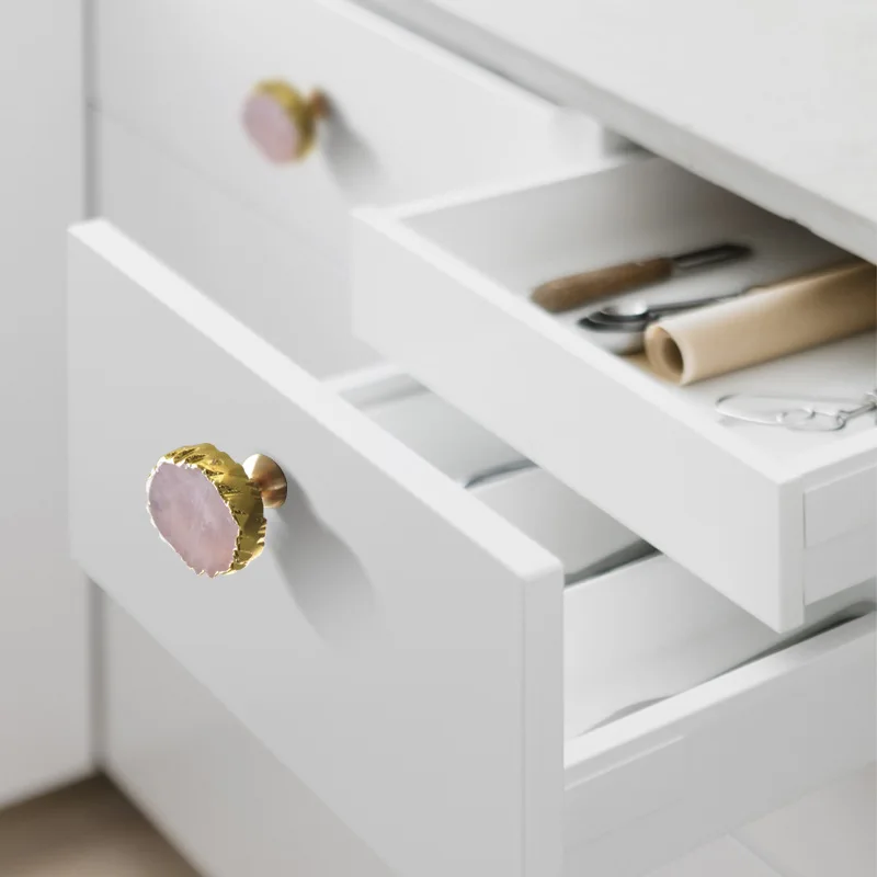 

Furniture Light Luxury Round Phnom Penh Powder Crystal Brass Light Luxury Cabinet Doors Wardrobe Drawers Single Hole Handle
