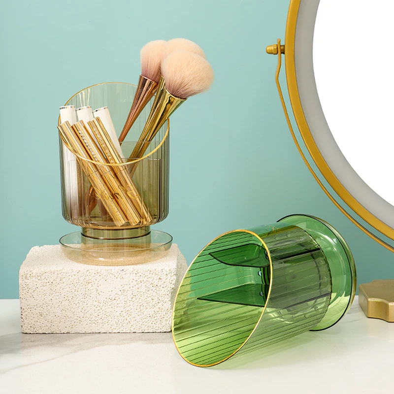 Makeup Brush Storage Box Desktop Round Eyebrow Pencil Lipstick Holder Makeup Organizer Cosmetics Container Brush