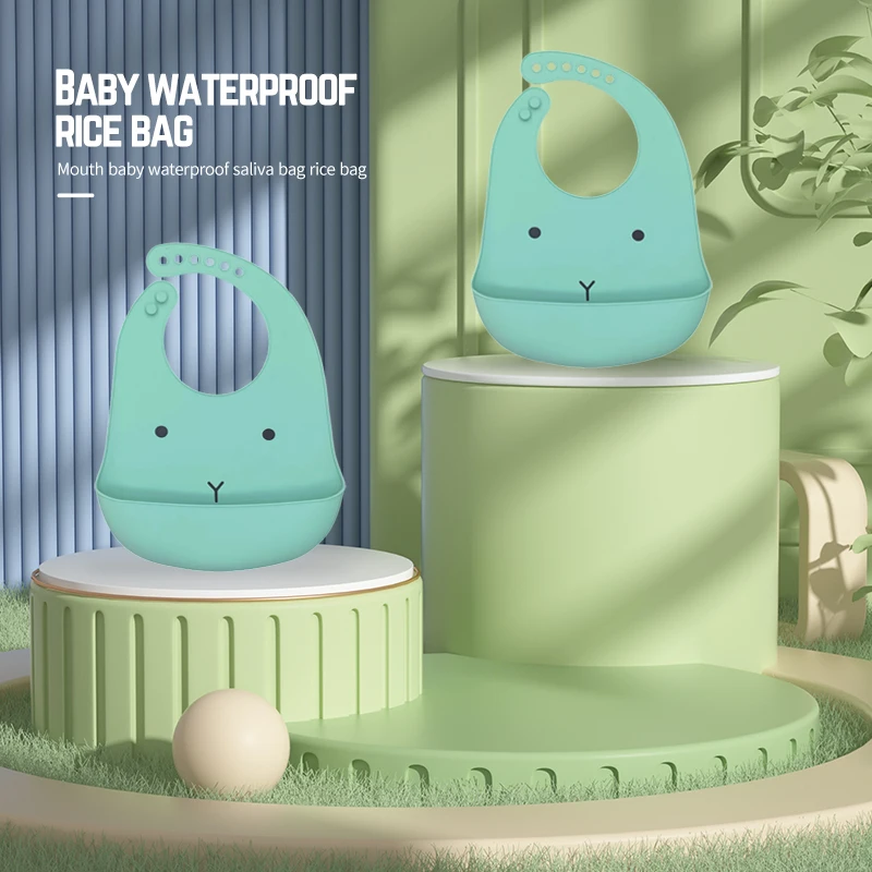 

1Pcs Waterproof Baby Bibs Cartoon Printed Kids Bibs Adjustable Soft Silicone Bib Baby Feeding Stuff