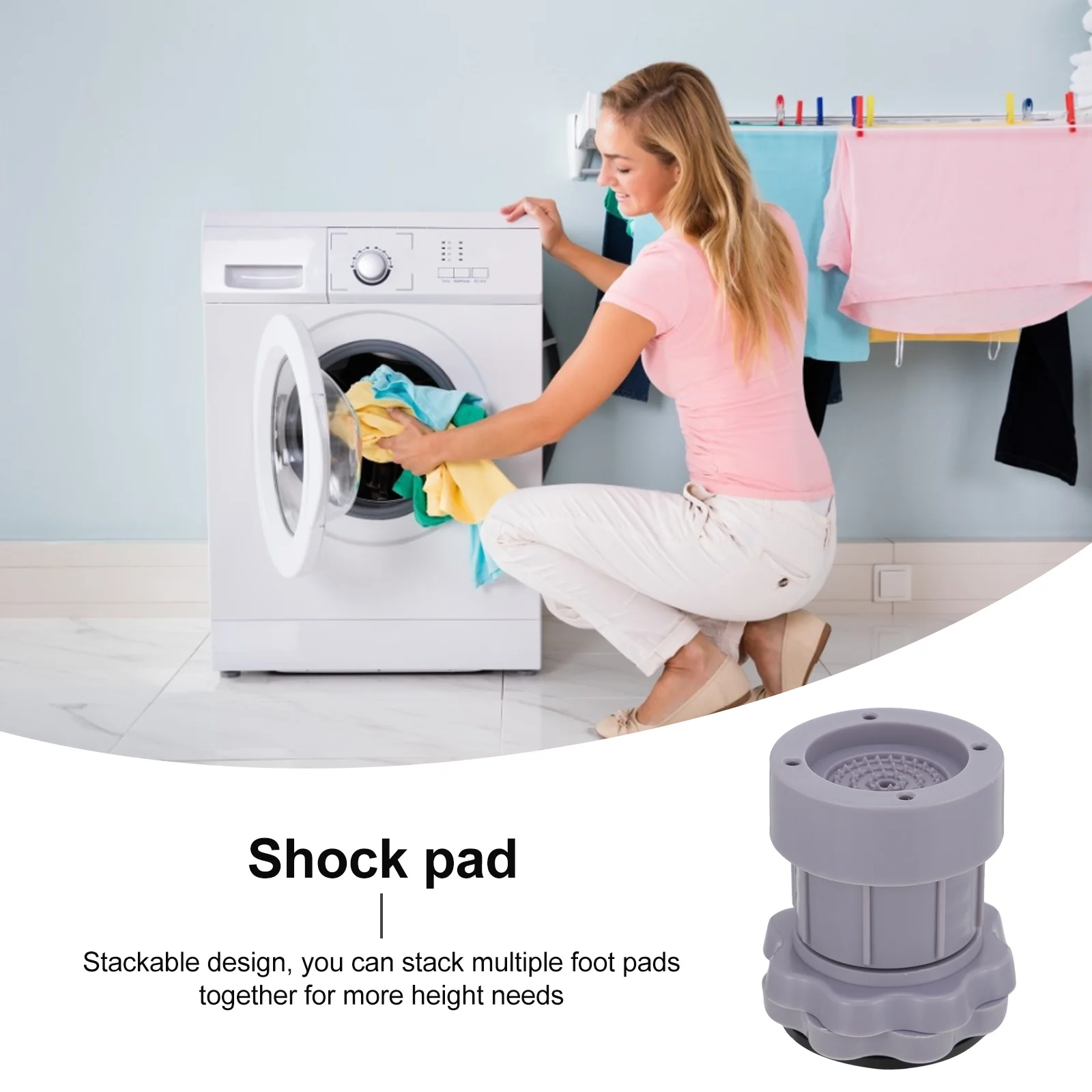 

Anti Slip Fridge Mat 8-9.5cm Heighten Pad for Washer Refrigerator Shock Absorbing Raising Cushion with Rotation Lock Barb