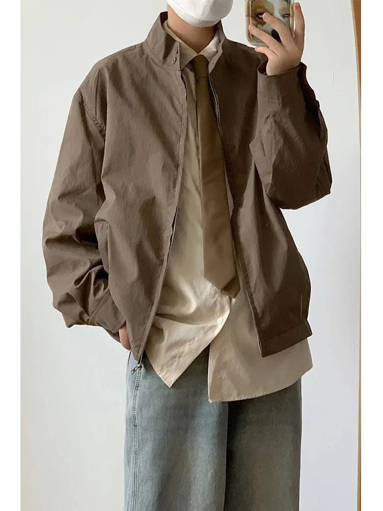 American Style Loose Fit Flight Jacket Men's Trendy Brand Autumn New Baseball Motorcycle Uniform Workwear Stand Collar Coat