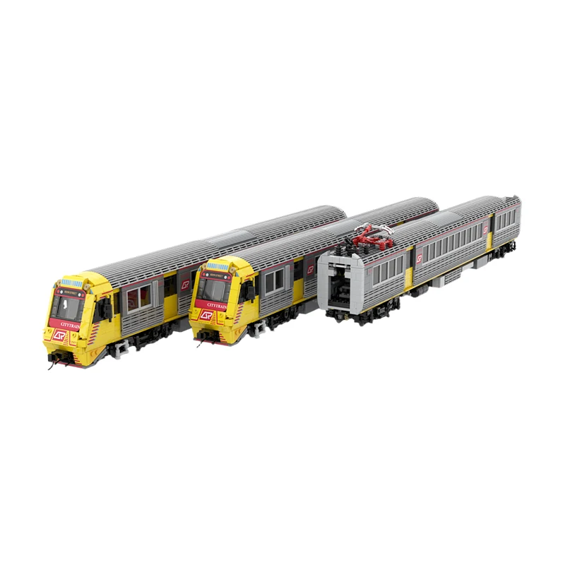 MOC Modern Suburban Electric Passenger Train Building Blocks Set City Express Railway EMU Model Track Toy Adult Gift