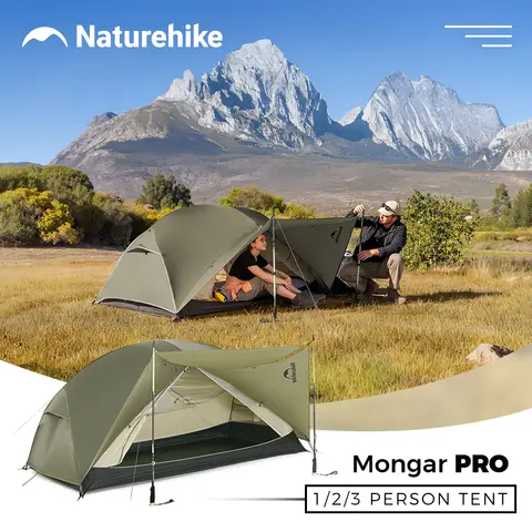 Naturehike Camping Tent 20D 1–3 People Hiking Tents Ultra-lightweight Waterproof Extendable Canopy For Outdoor Beach Travel