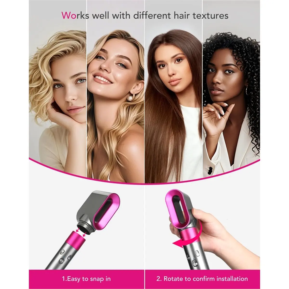 popop Round Brush & Pre-Styling Nozzle Attachment for Dyson Airwrap HS01 HS05 HS8 to Straighten Add Volume Dryer Faster A