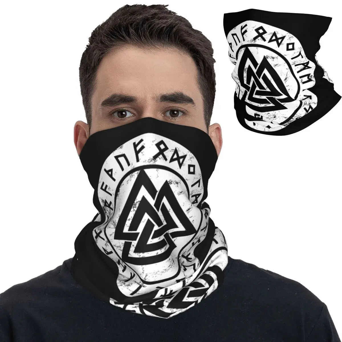 

Valknut Odin Symbol Bandana Neck Cover Printed Runes Norse Mythology Wrap Scarf Multifunctional Face Mask Cycling Unisex Winter