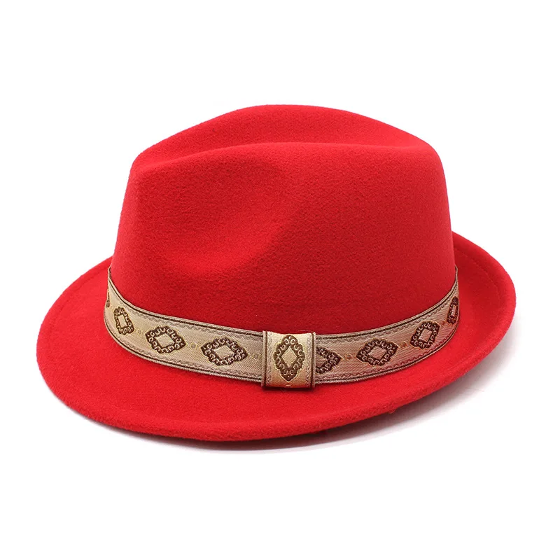 Autumn And Winter Women S Top Hat British Classic Fedora Hat Woolen Hat New Small Roll Brim Hat Tibetan Denim Top Hat 2