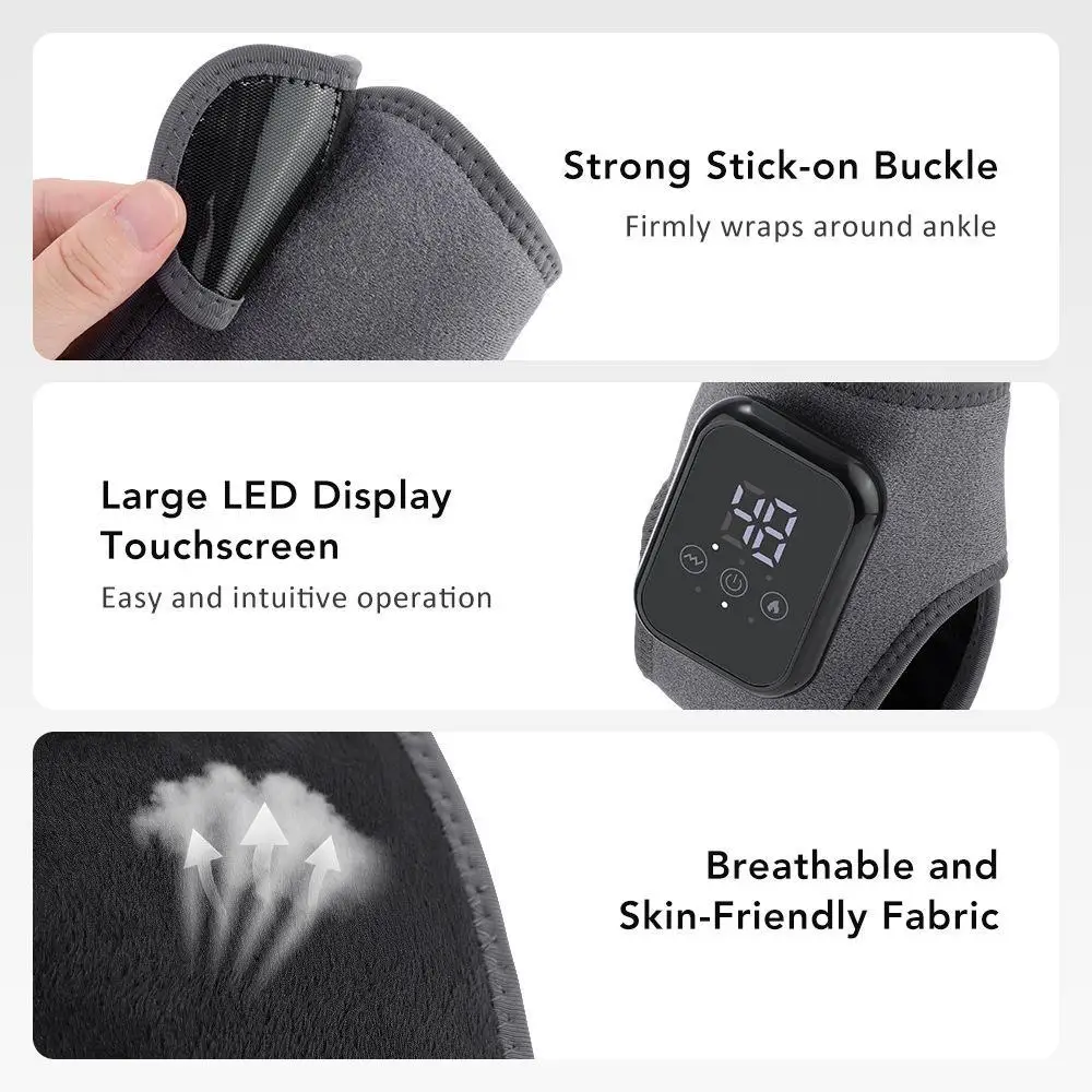 

Электрический массажер для лодыжки с 3-ступенчатой подогревом, поддерживающий бандаж для ног для облегчения боли при растяжении связок суставов, вибрационный нагревательный массажный ремень