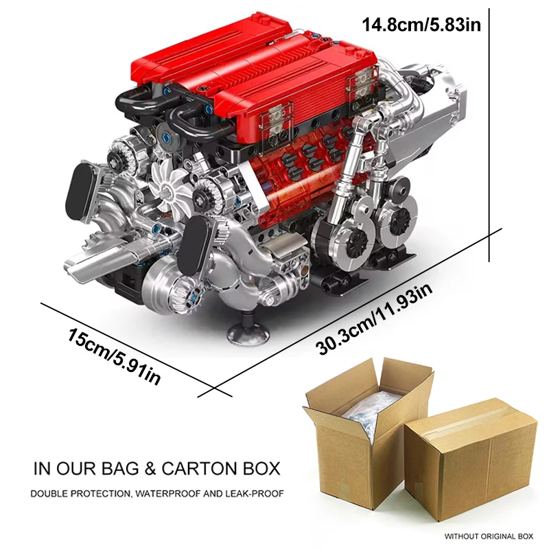 Molde clássico rei 10163 brinquedos de motor técnico bgt supercar vermelho w16 bloco de construção do motor montagem tijolo criança natal presentes diy