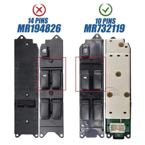 Imagen 2 del producto NEVOSA MR 732119 Para Mitsubishi Triton L200 K62T K74T General pieza de coche conductor puerta delantera interruptor de ventana eléctrica botón elevador 10 pines