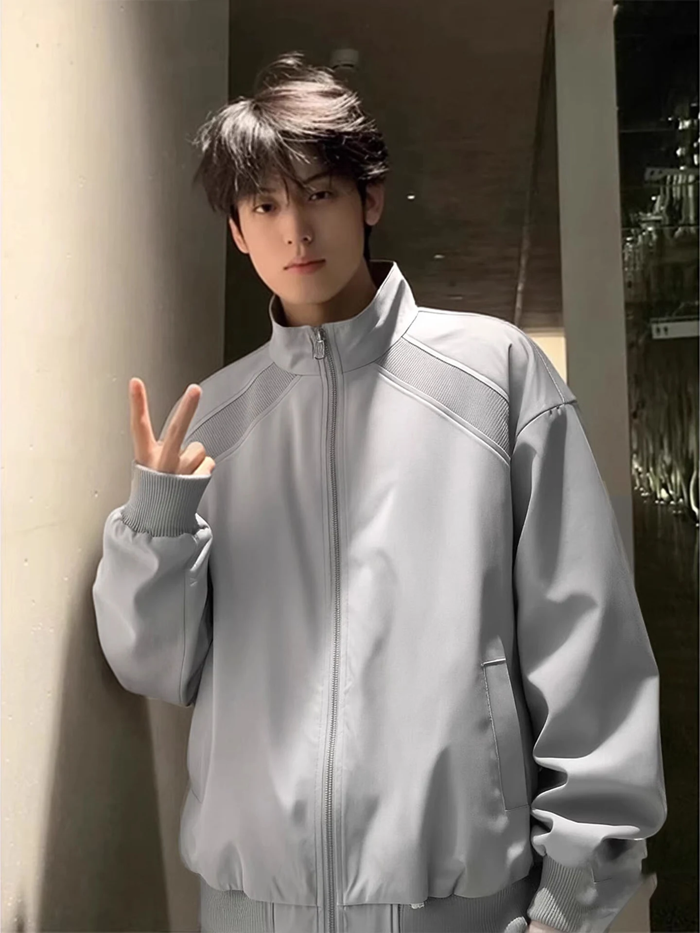 

ey Flight Jaet Men's Spring 2026 Casual Stand Collar Structure Fce ort Baseball Sle Windbreaker Outerwear