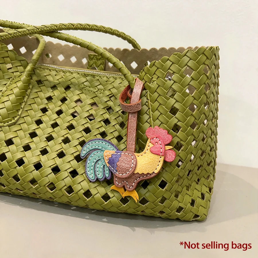 Genuine Leather Lovely Cock Bag Charm Cock Hanging Decoration Ornament For Handbag Backpack Car Purse Key Chain