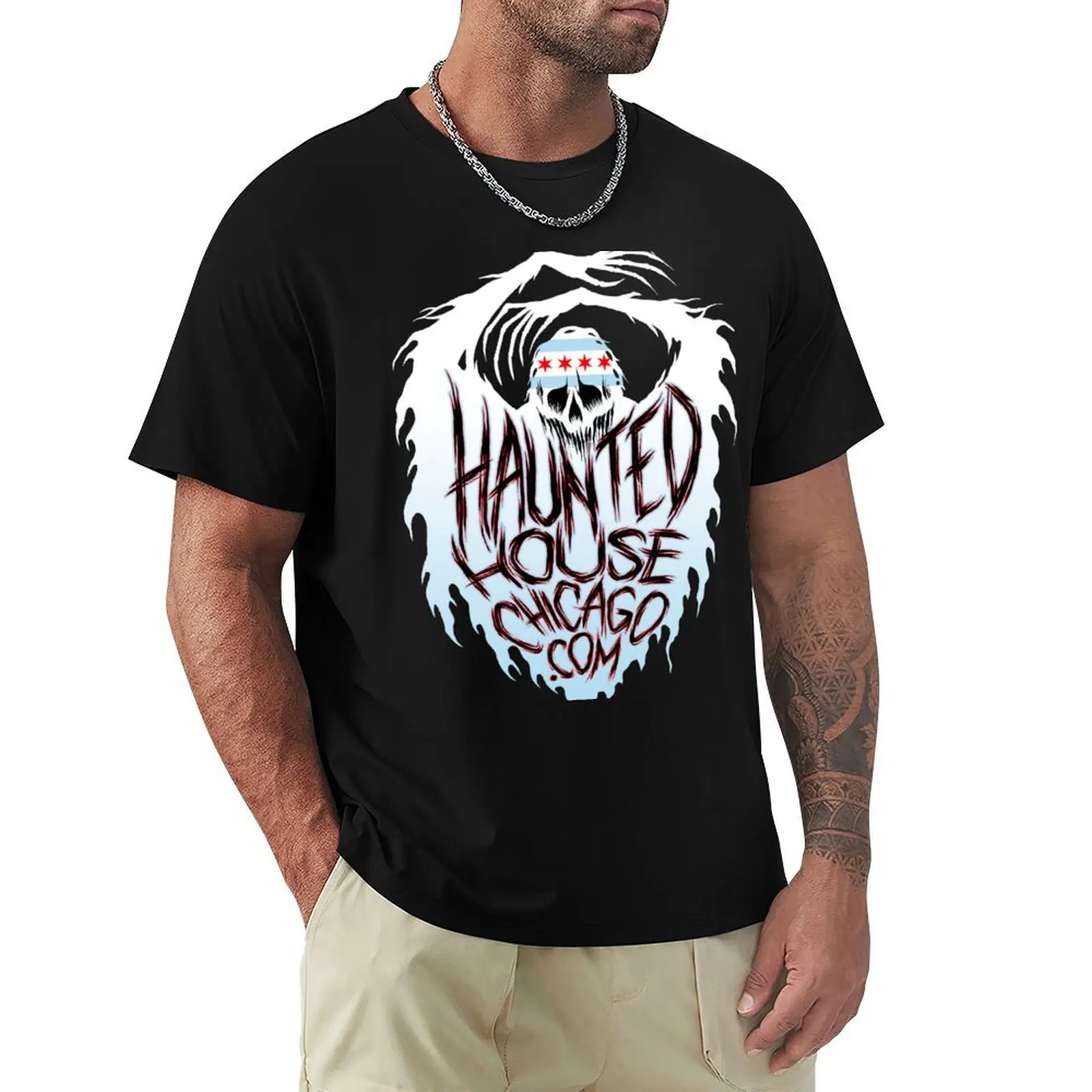 

Haunted House Chicago Ghost T-Shirt funny shirt cotton graphics vintage clothes rapper graphic tees outfits for men