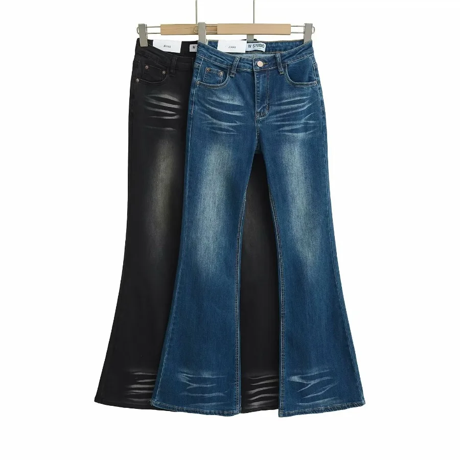 

Винтажные джинсы Y2K High Street с низкой посадкой, синие женские брюки, джинсы с карманами, уличная одежда, джинсы с низкой талией, брюки с флагом