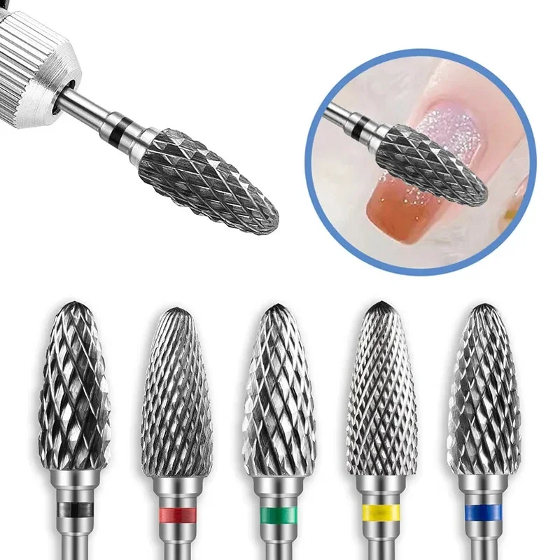 Ceramic Tungsten Carbide Nail Drill Bit Rotate Burr Milling Nail Cutter Bits Electric Drill Machine For Manicure Pedicure Tools