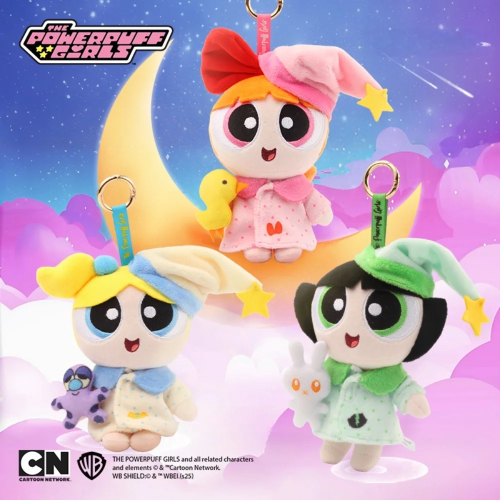 

Genuine 15CM Anime The Powerpuff Girls Plush Dolls Toys Blossom Bubbles Buttercup Bag Keychain Ornaments Doll Hanging Girl GIfts