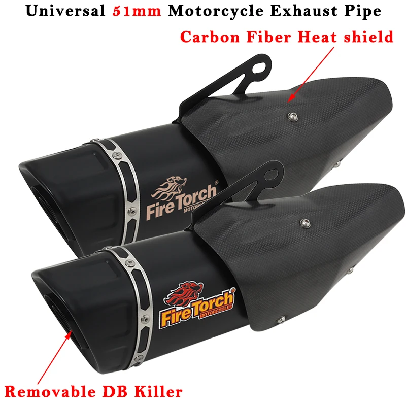 

Universal 51mm Motorcycle Exhaust Pipe Escape Modified Muffler Carbon Fiber Heat Shield For GSXS750 DUKE 390 CB500F R7 CB1000R