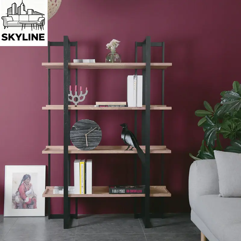 

Минималистичная книжная полка из дерева, креативный двусторонний книжный шкаф для учебы, полка-перегородка в стиле арт.