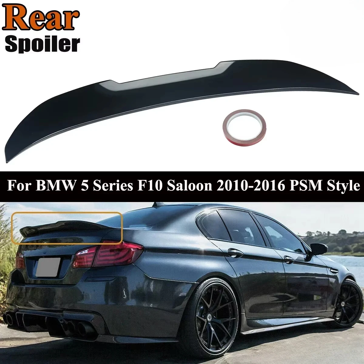 Image of Für BMW 5er F10 F18 M5 520i 525i 528i 530i 535i 2010-2017 PSM Style Racing Sport Heckflügel Kofferraumspoiler Tuning