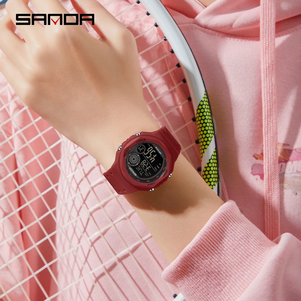 SANDA Новинка 6259, роскошные электронные цифровые часы с обратным отсчетом, водонепроницаемые светодиодные студенческие электронные часы, будильник, подарок 2025