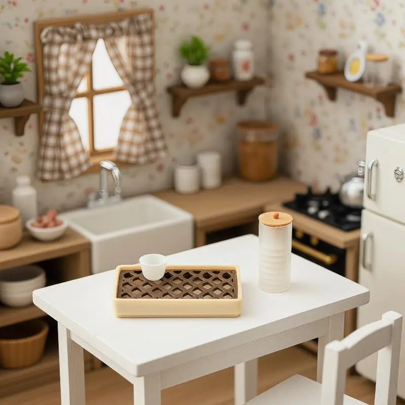 Ensemble de plateau à thé miniature pour maison de poupée, décoration créative pour la maison, idéal pour les accessoires de décoration miniature