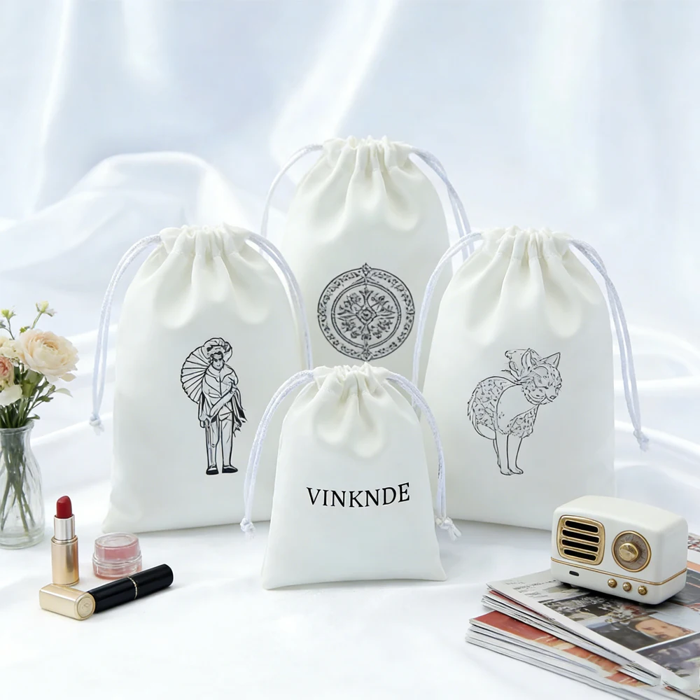 

50/100Pcs Bulk Drawstring Satin Silk Bag Pouches Custom Logo Rings Jewelry Packaging Bags 8x10cm Wedding Favor Gift Storage Bags